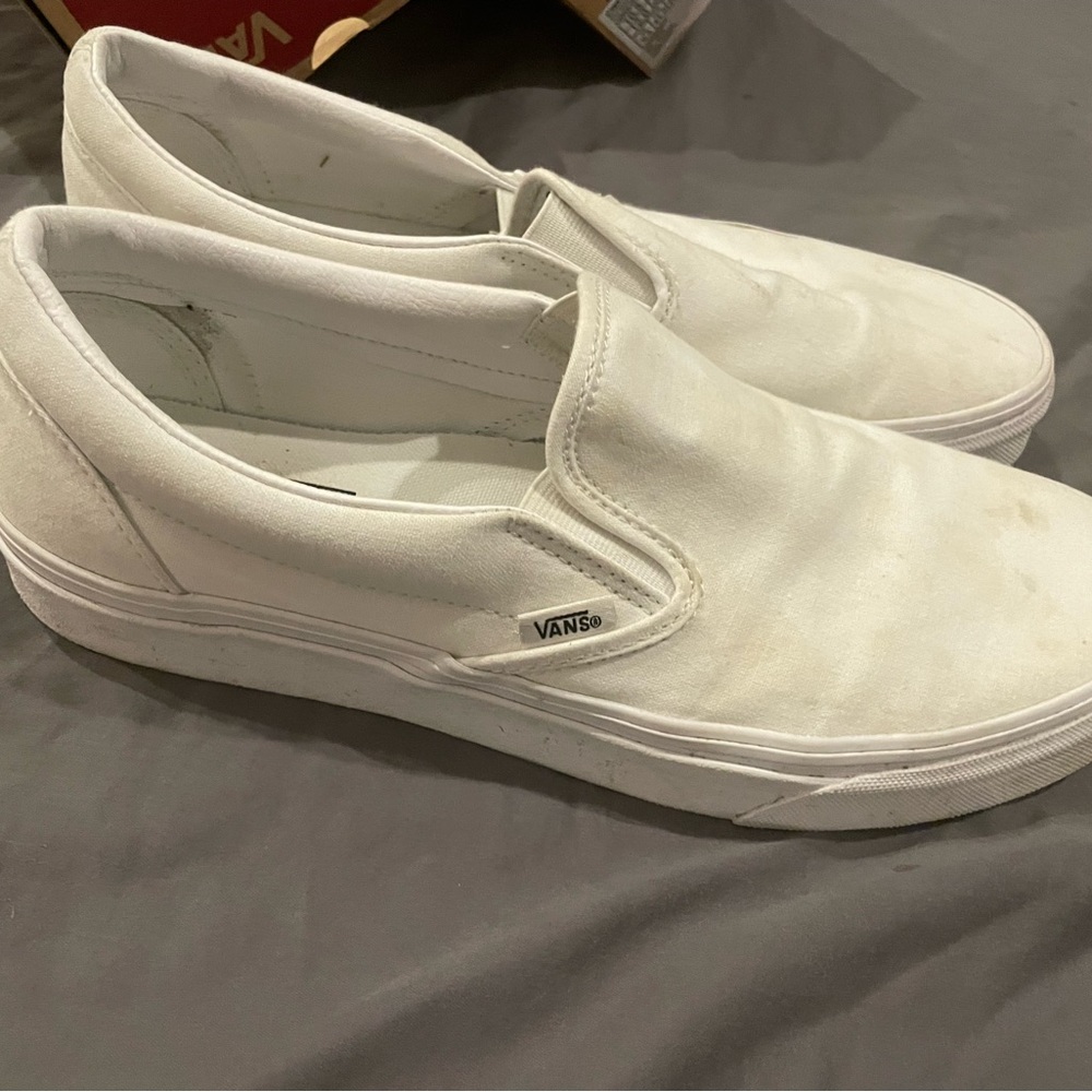 White slip on vans